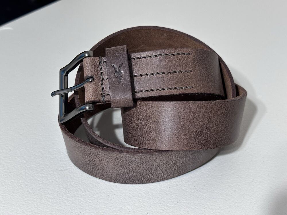 All Saints Men’s Brown Leather Belt Size 40 Ramskull